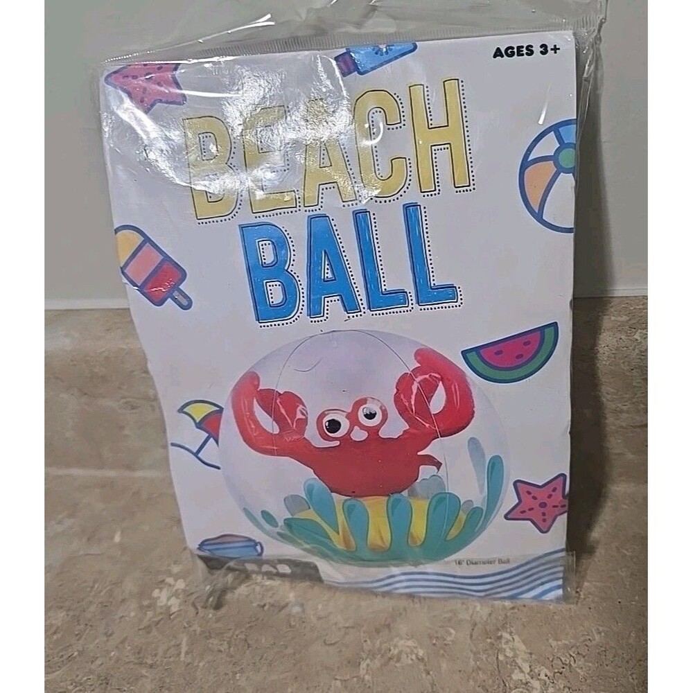 16 Inch Big Time Toys Crab Beach Ball  Swimming Pool Ball Pool Toy Beach Toy